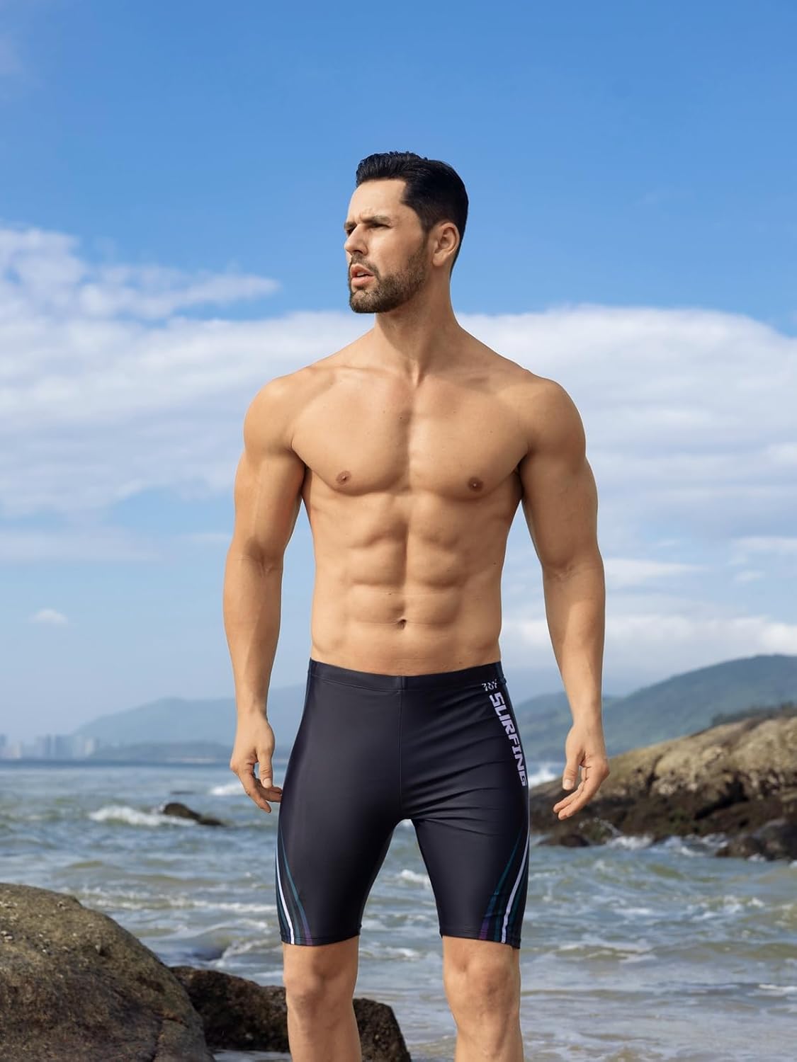 361° Swim Jammers for Men, Pro Racing Training Swimsuit, Chlorine Resistant Endurance Mens Swim Suit Swimwear Tech Pant - Image 2