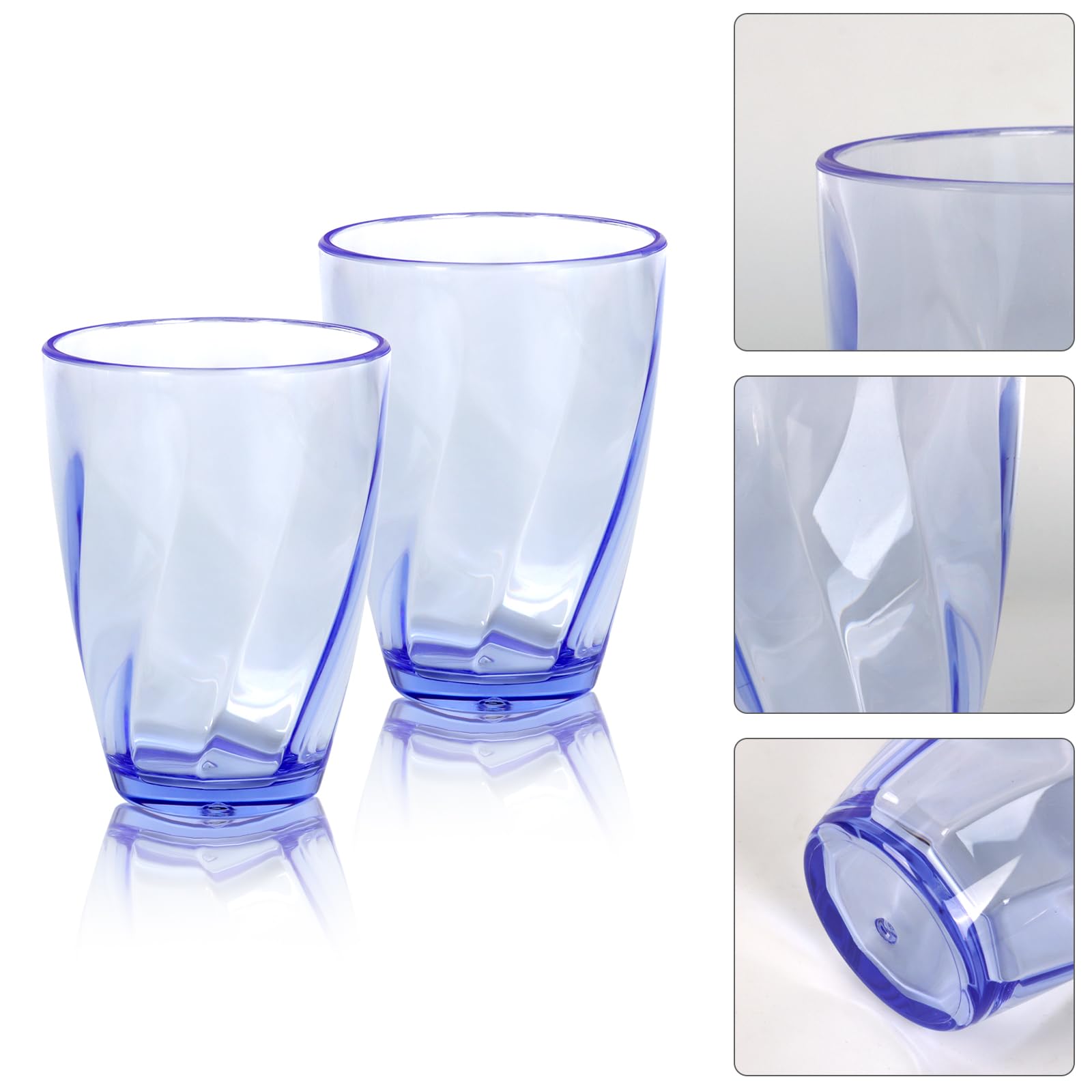 Topsky Vasos de agua de plástico de 12 onzas | Juego de 4 vasos transparentes irrompibles de acrílico transparente reutilizables para jugo de vino para picnic en casa, fiestas, aptos para