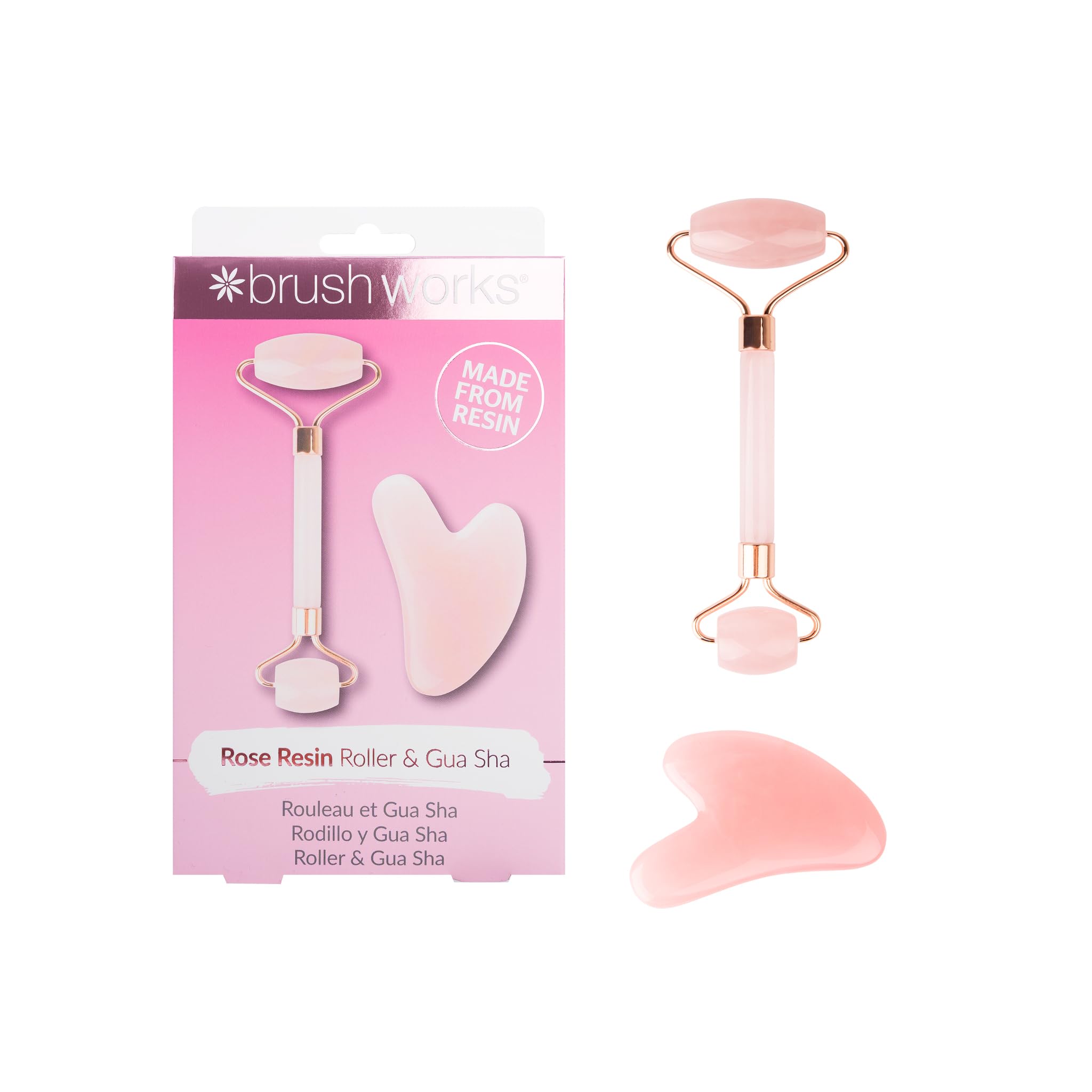 Brushworks - Rose Resin Roller & Gua Sha Set - Small