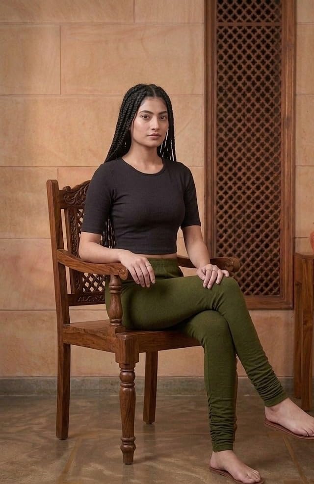 Image of Thrifty Thread Women's Cotton Full Length Leggings | Soft & Comfortable Leggings | High Waist | Regular Fit