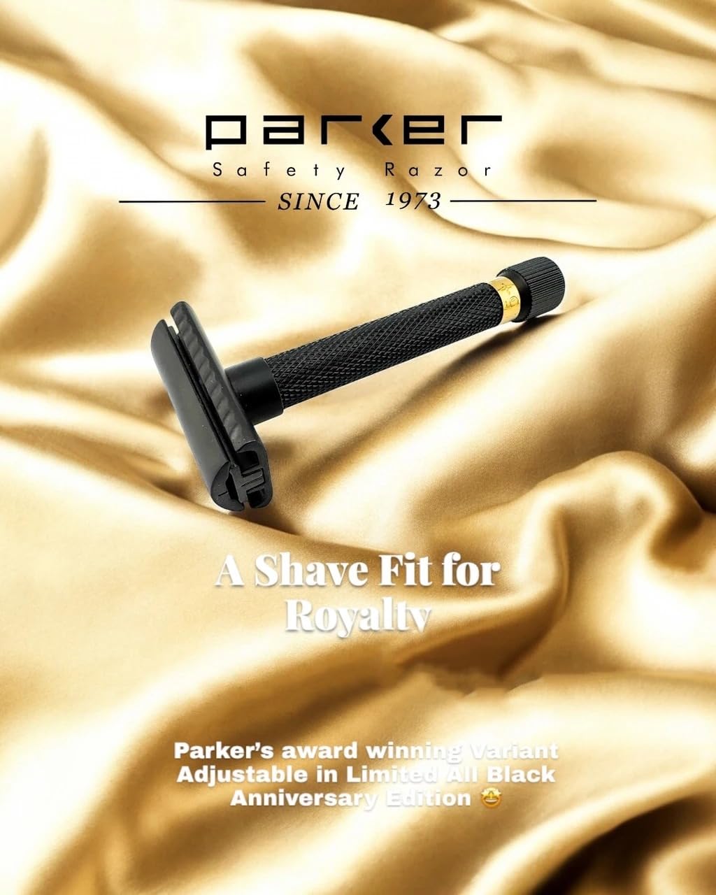 Parker Variant regulowana maszynka do golenia edycja rocznicowa, czarno-złota, z litego mosiądzu, z 5 ustawieniami, dwuczęściowa konstrukcja, ciężki uchwyt do precyzyjnego golenia