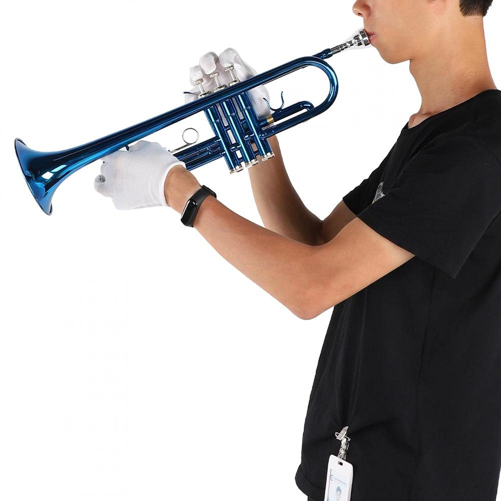 Trompete, professionelle Trompete, professionelles Blastrompetenmusik-Blasinstrument mit Hilfswerkzeugen für Anfänger(Blau)