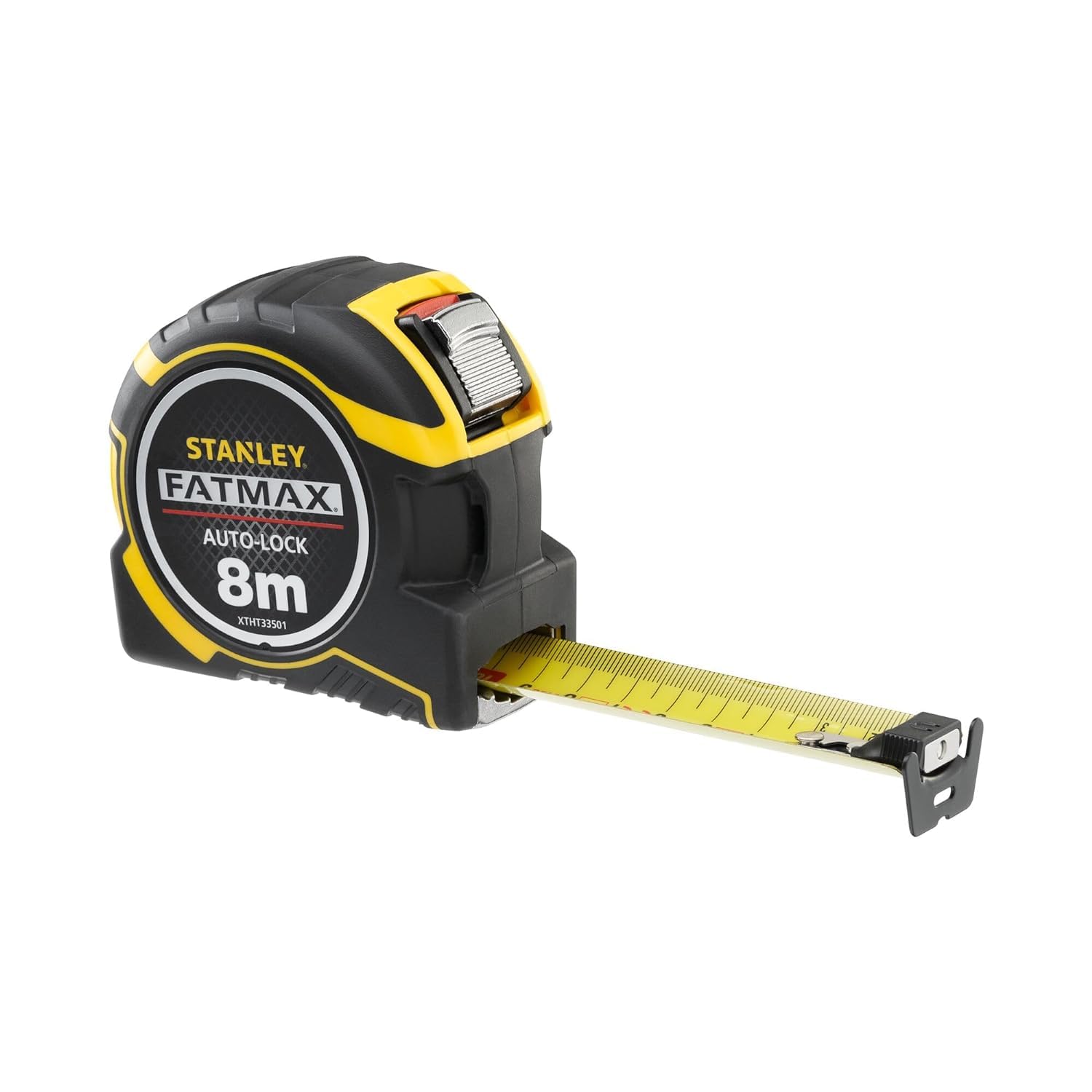 STANLEY Mesure Auto Lock 8 M x 32 mm - Ruban Large - Traitement Mylar et Blade Armor - Crochet Avec Position Du Zéro Réel & Mètre Tylon Bi Matière 8m x 25mm - Ruban Anti-Corrosion