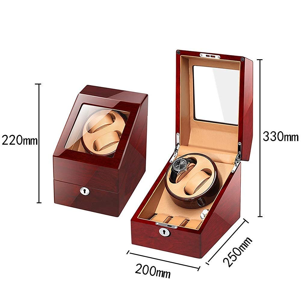 Automatische Uhr Wickelkasten Holz mit 2+3 Lederuhren Aufbewahrungstasche Display Box Klavierfarbe 5 Drehmodi