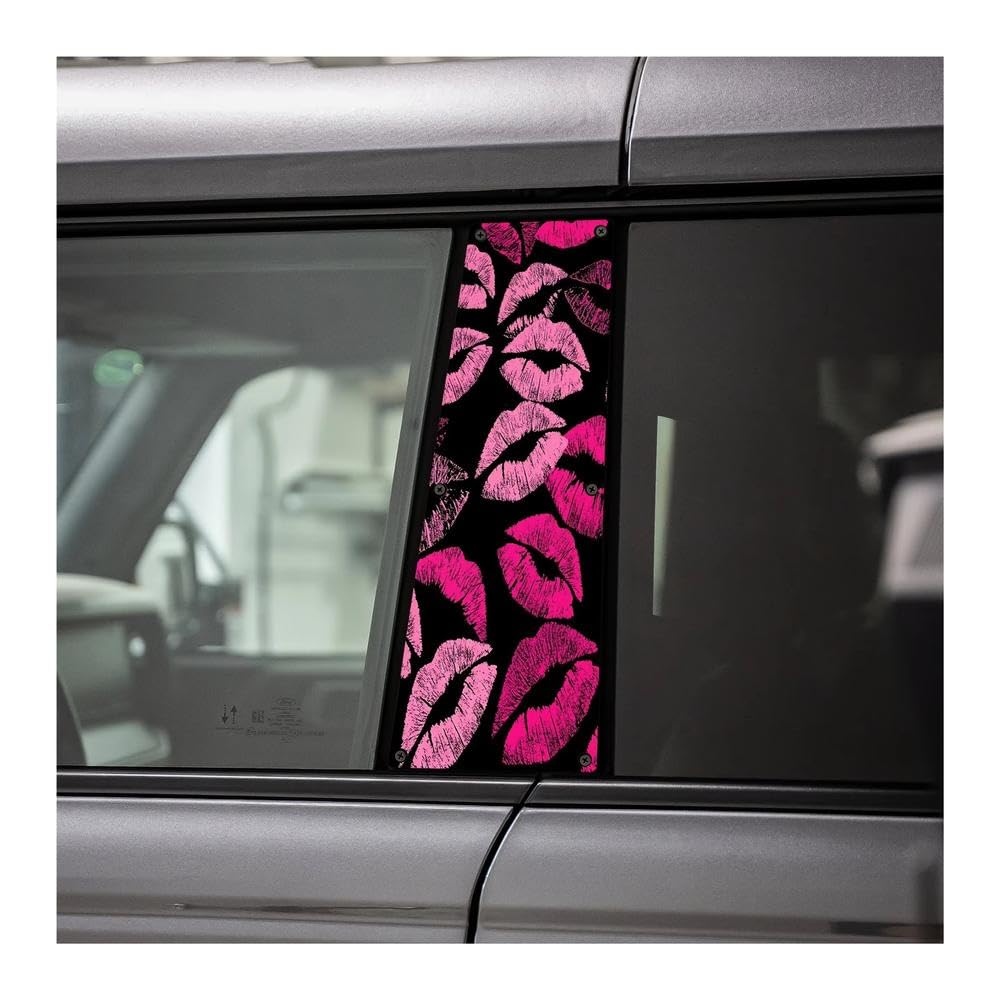 Bertdcx One Color Car B Pillars Sticker Shiny Pink Lip On Black Background Auto Parts