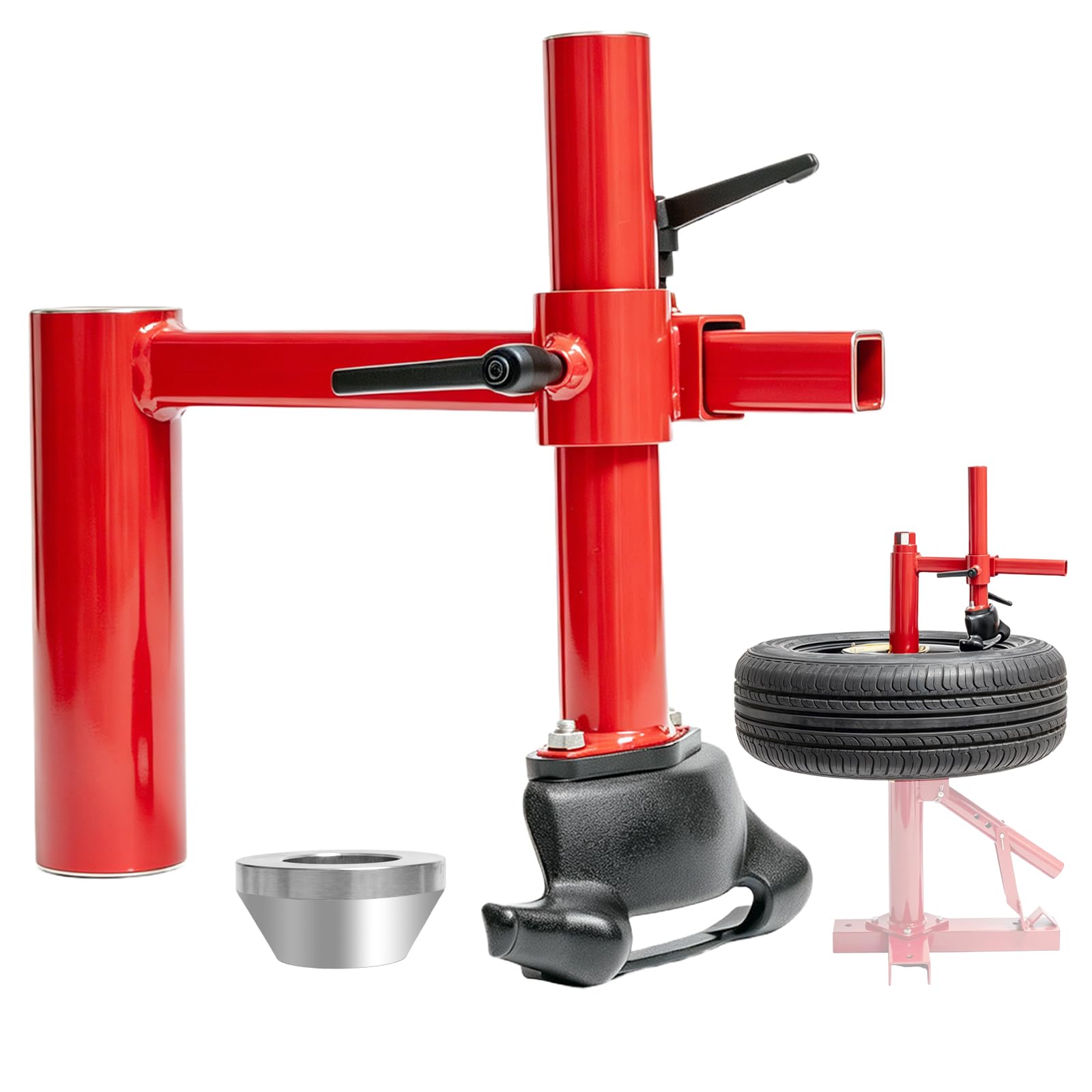 Kit di smontagomme manuale aggiornato, cono argento, cuscinetti e design saldato – robusto adattatore in acciaio al carbonio per la maggior parte degli pneumatici auto, strumento di cambio pneumatici