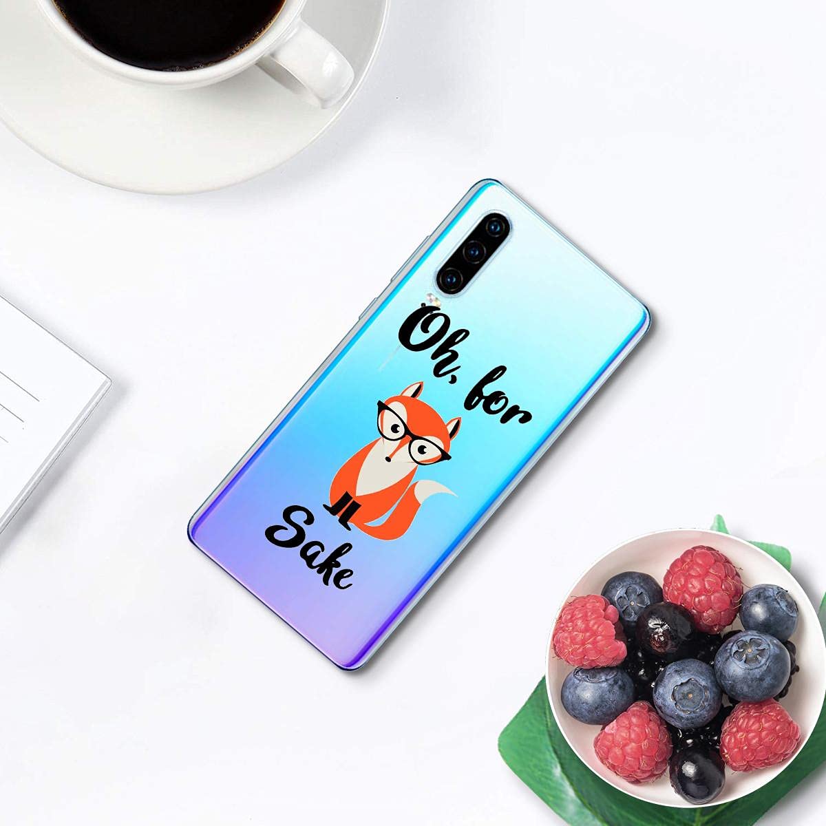 Sunrive Cover compatibile con Oppo RX17 Pro/R17 Pro,Custodia Case in molle matte Morbida Flessibile Antigraffio protettiva back Case(Lupo,Luna,Stelle)+1 x Cordino Universale