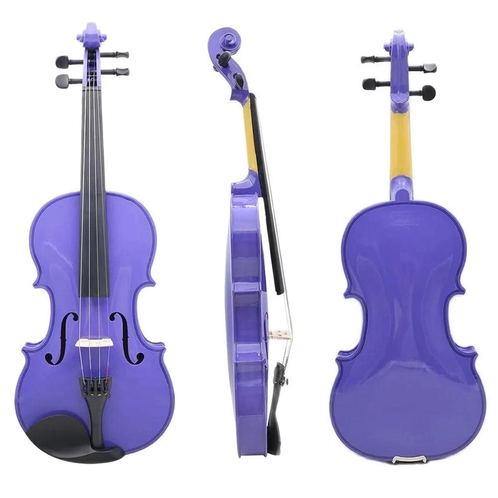 Skrzypce Instrumenty Muzyczne Zestaw Skrzypcowy 4/4 Dla Początkujących Fioletowy Z Futerałem Strunami Smyczkiem Podpórką Na Ramię I Akcesoriami(Type1)
