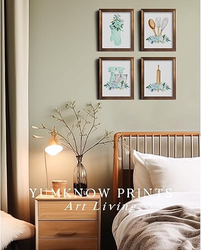 Miniatura 7 de Regalo para cocineros y chefs  Letreros de cocina retro y modernos con flores cian de pavo  Decoración artística de pared de comedor de cocina verde