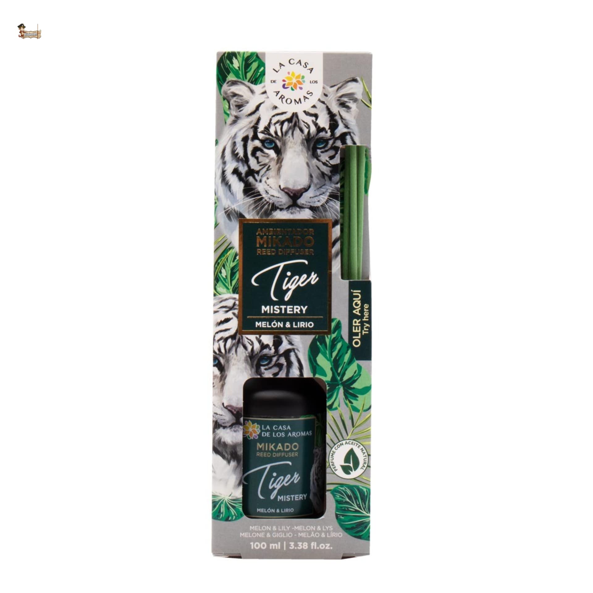 BricoLoco.com. 100ml Mikado Tiger Mistery odświeżacz powietrza Bardziej wygodny i bezpieczny niż świece odświeżacz powietrza do domu, pokoju, melon i lilia (5)