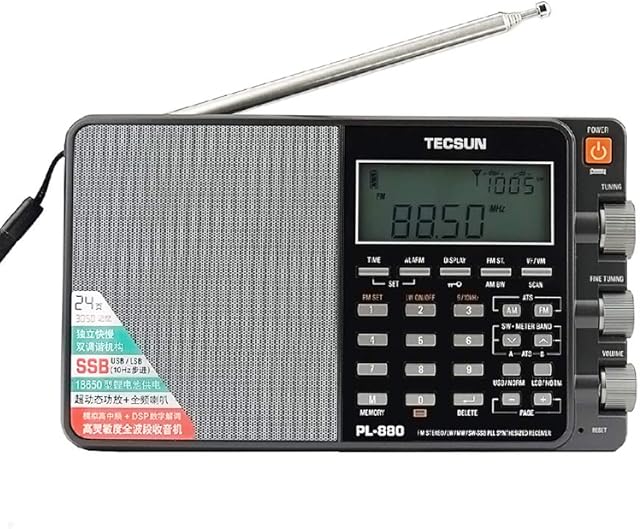 TECSUN PL-880 Portable Digital Radio with LW/SW/MW SSB PLL Modes Full Band Receiver FM (64-108mHz) Black