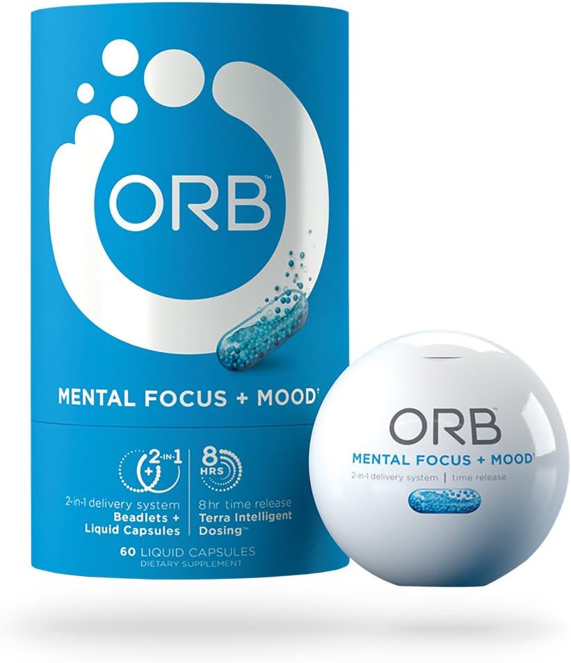 ORB Mental Focus | Brain Nootropics + Fish Oil | Clarity and Concentration Support, Calm and Mental State Support, Alertness and Focus Support - 60 Count