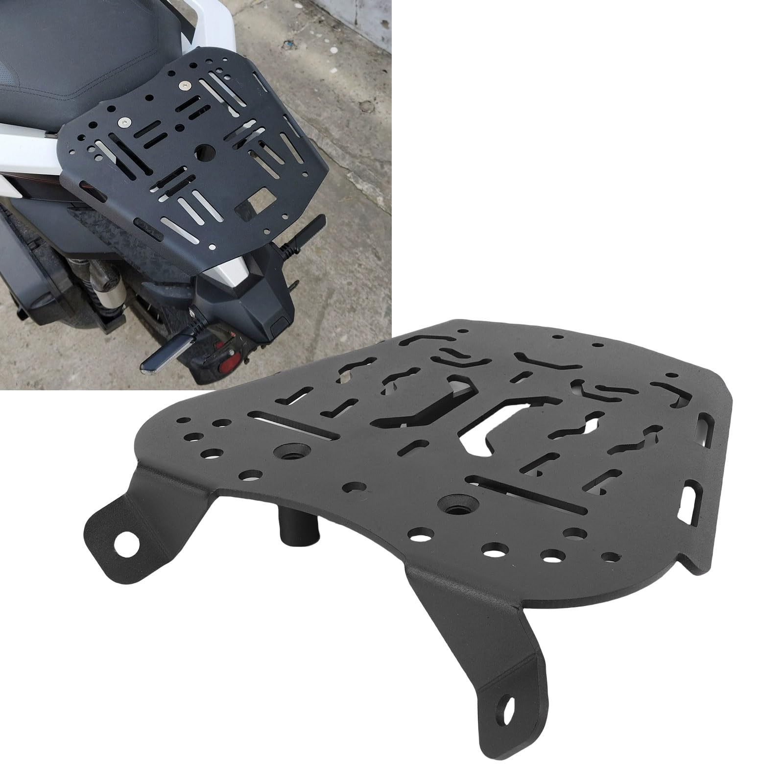 Ausla Piastra Posteriore per Scatola di Coda di Motociclette, Staffa Portapacchi in Acciaio Al Carbonio, Piastra di Montaggio per Top Case per ZONTES 368G 501G
