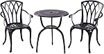 C/G Bistro Set 3 Piece Outdoor Cast Aluminum Patio Bistro Set with Umbrella Hole and Armrests,Outdoor Bistro Table Set,Patio Furniture Set Front Porch Set for Yard Garden Villa (Pink)