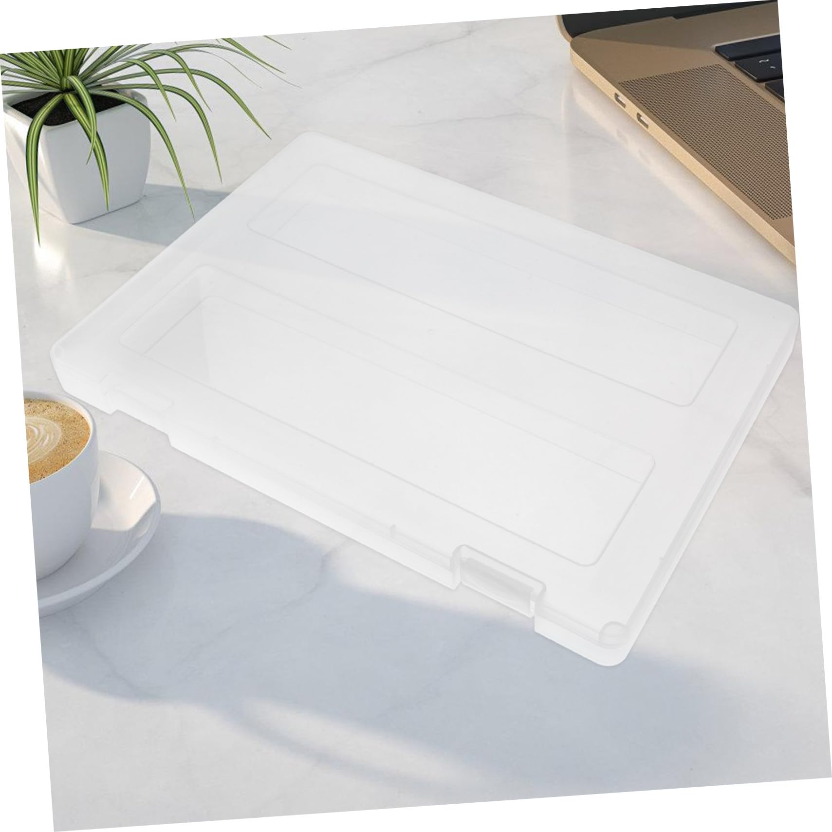 Cabilock Scatola Archivio Documenti Portatile A4 in Pp 4 Pezzi Bianco | Aspetto Trasparente, Uso Multifunzione, per Assegni, Contanti e Ricevute, Mantiene la Scrivania Ordinata