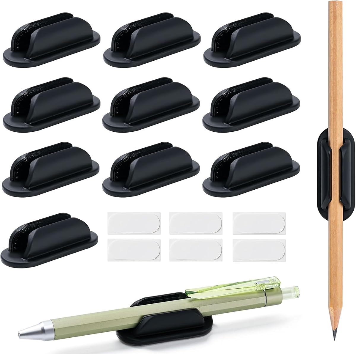 10 Pack Adhesive Pencil Holders for Desk,Silicone Flexible Pen Holder for Wall, Office, School,Home,Classroom Must Haves,Teacher Supplies Accessories,Desk Organizer,Small Gift Back to school