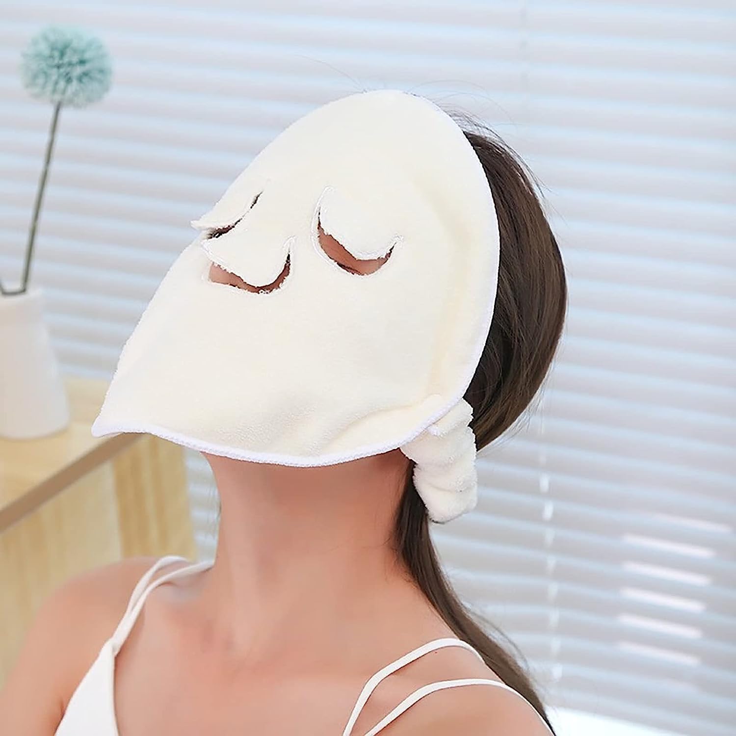 SIMXEN Cold-Hot Compress Facial Steamer Towel Moisturizing and Hydrating Towel Mask face mask for women skin care for Sister Skin Care Facial Spa Kit for Women Girls White
