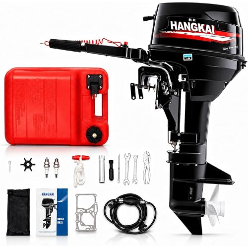 2-Stroke Outboard Motor,169CC 12HP Heavy Duty Fishing Boat Engine | with Water Cooling Multi-gear Cruise CDI Ignition System for Fishing Aquaculture Outdoor Adventure Boat(Short Shaft)