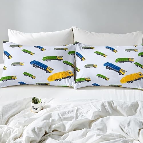 Miniatura 5 de Lindo juego de sábanas de camión de basura de dibujos animados para automóvil, sábana bajera ajustable para niños, niñas, camiones de basura, funda