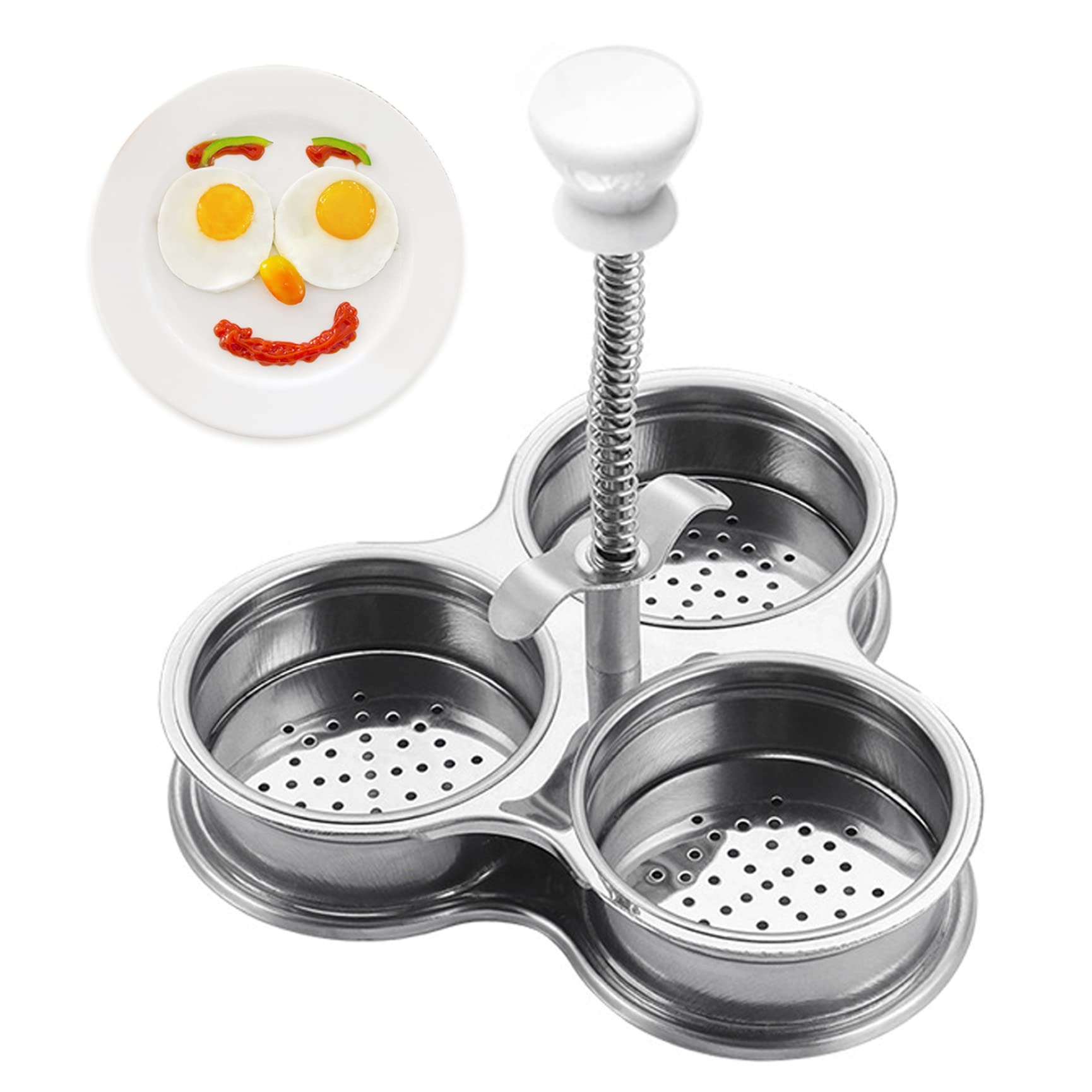 Uanqfegy Egg Poacher Stainless Steel 3 Cups – Poached Egg Maker Cooker for Breakfast Cooking Tool