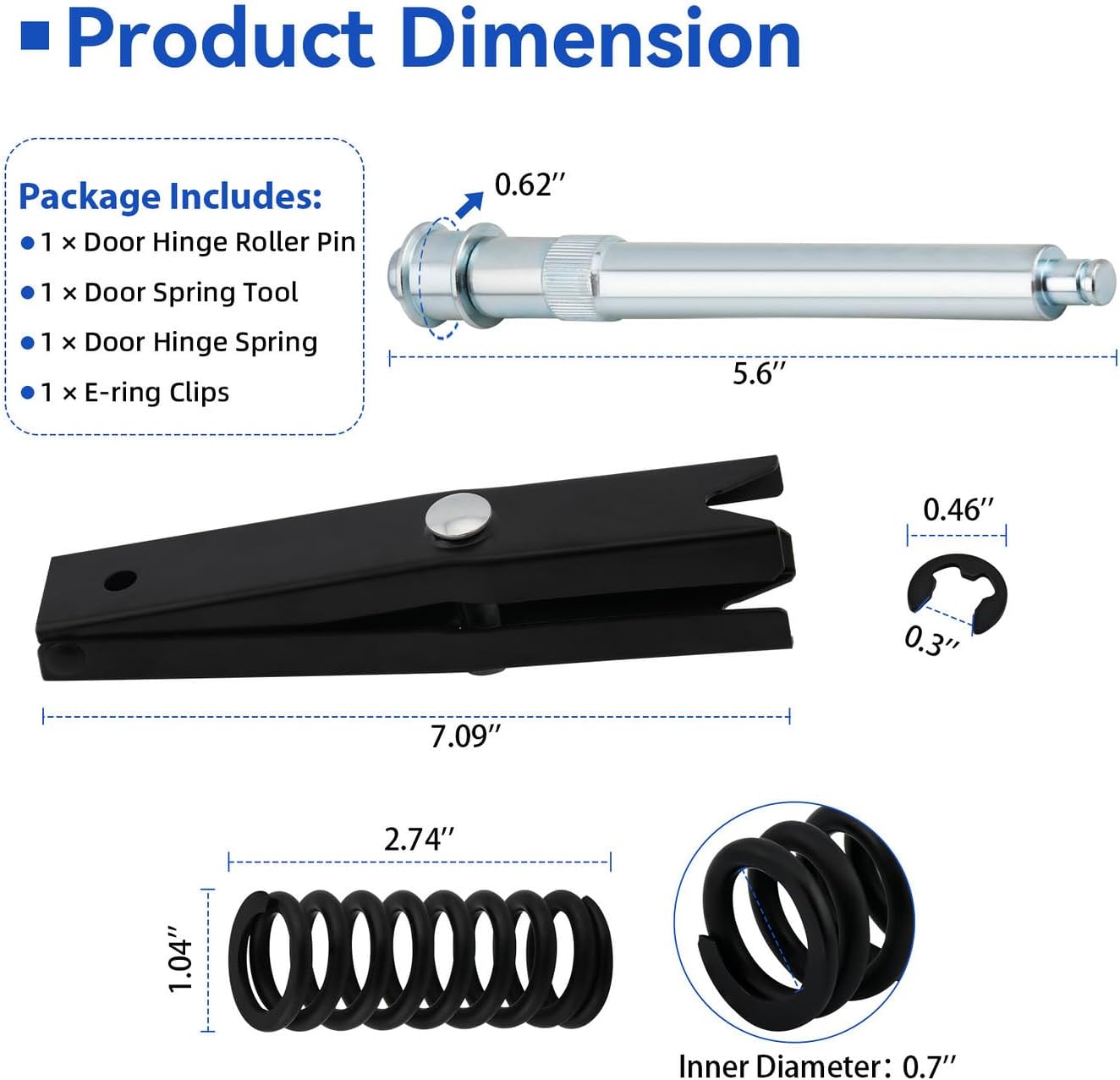 Door Hinge Pin and Bushing Repair Kit with Spring and Roller Pin Compatible with 1988-2002 C1500/C2500/C3500/K1500/K2500/K3500 Suburban Tahoe Yukon Escalade & Multiple Models Replaces 38436
