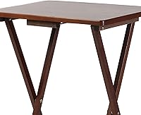 Vista 16 de PJ Wood Mesa rectangular plegable portátil para servir aperitivos, construcción de madera maciza con acabado natural (juego de 4 piezas)