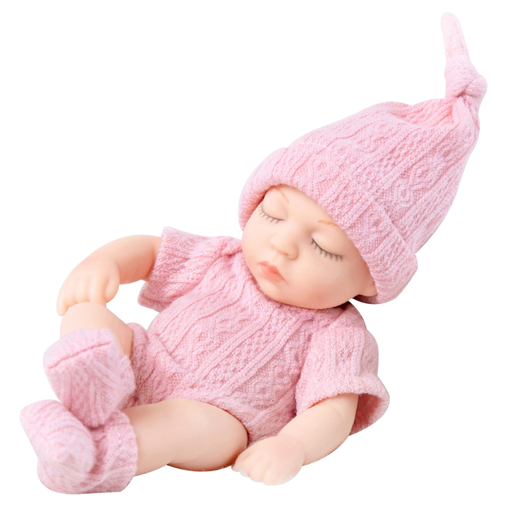 StaZamor 7 Inch Mini Baby Doll with Wearable Clothes, Soft Vinyl Realistic Newborn Doll for Children's, Portable Tiny Silicone Baby, Collectible Toy, Style 2