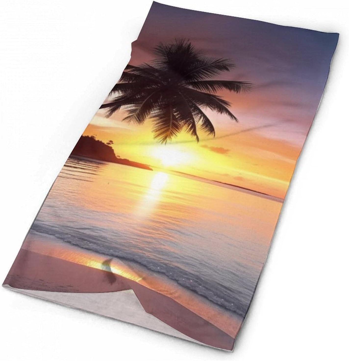 Seaside Palm Tree Sunset UV Protection Face Mask, Cooling Headscarf