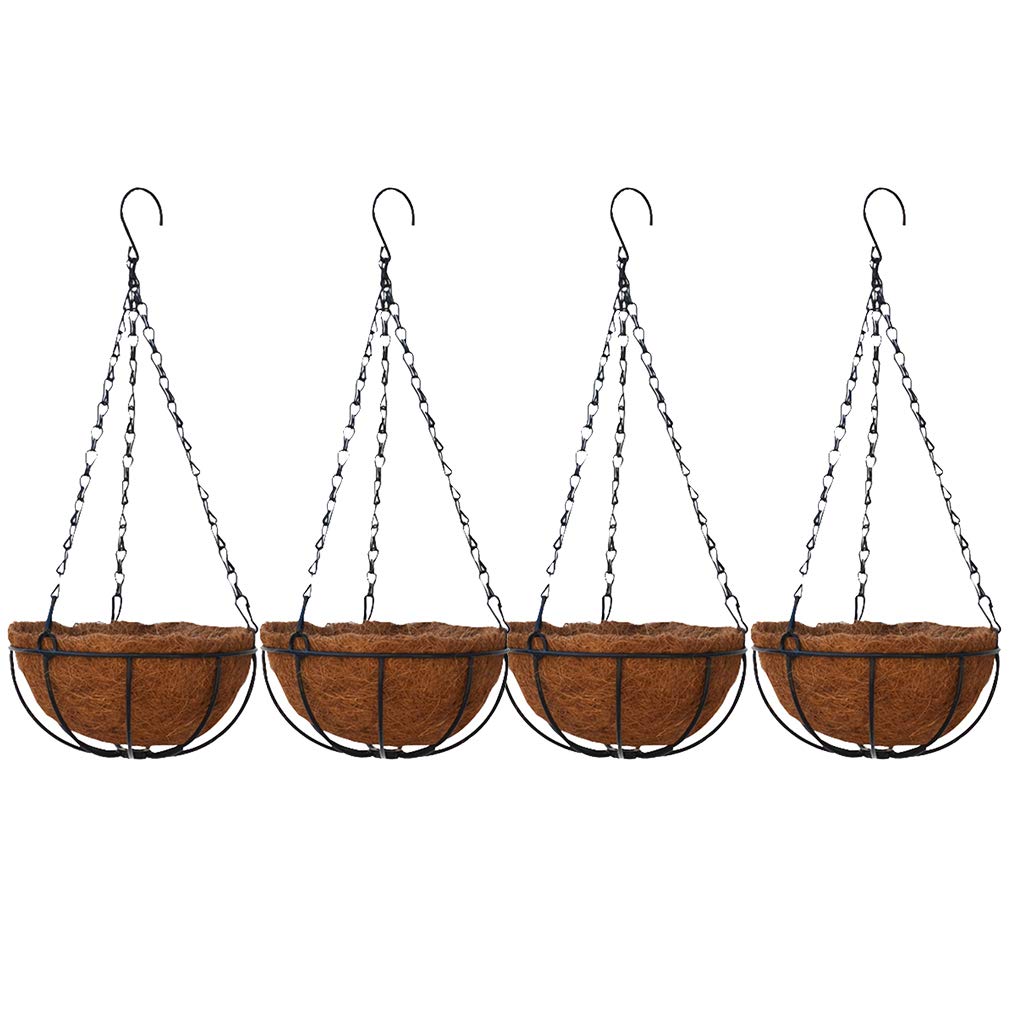 LOVIVERMetal Hanging Planter Basket with Coco Coir Liner (10in, 4 Pieces)