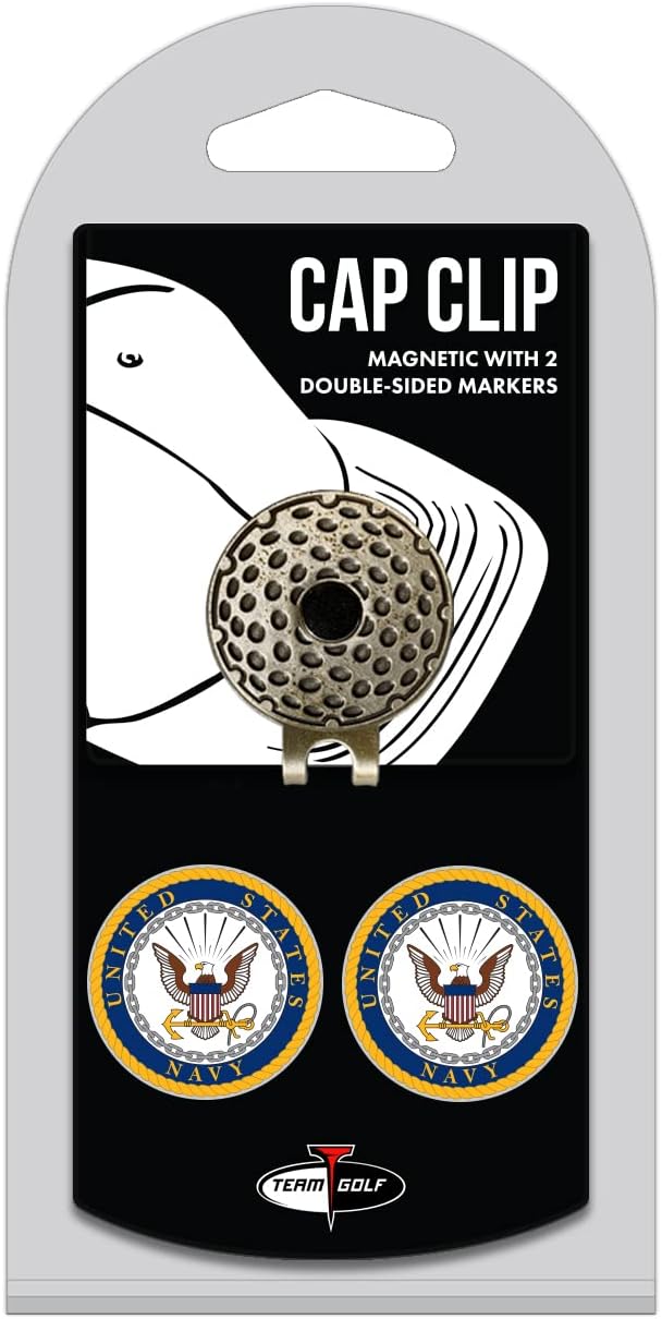 Team Golf Military Golf Cap Clip with 2 Removable Double-Sided Enamel Magnetic Ball Markers, Attaches Easily to Hats