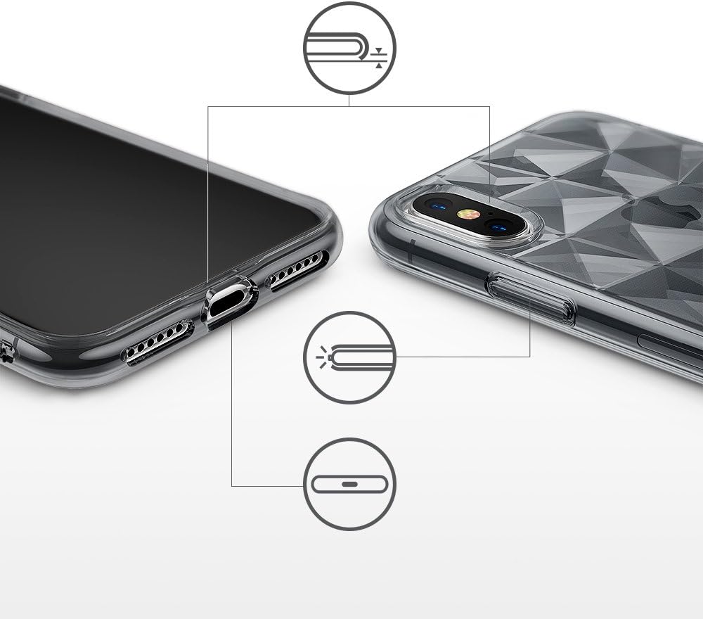 Ringke Air Prism Designed for iPhone X Case, 3D Contemporary Design Flexible TPU Cover for iPhone X Case, iPhone 10 (Not Compatible with iPhone Xs) - Smoke Black