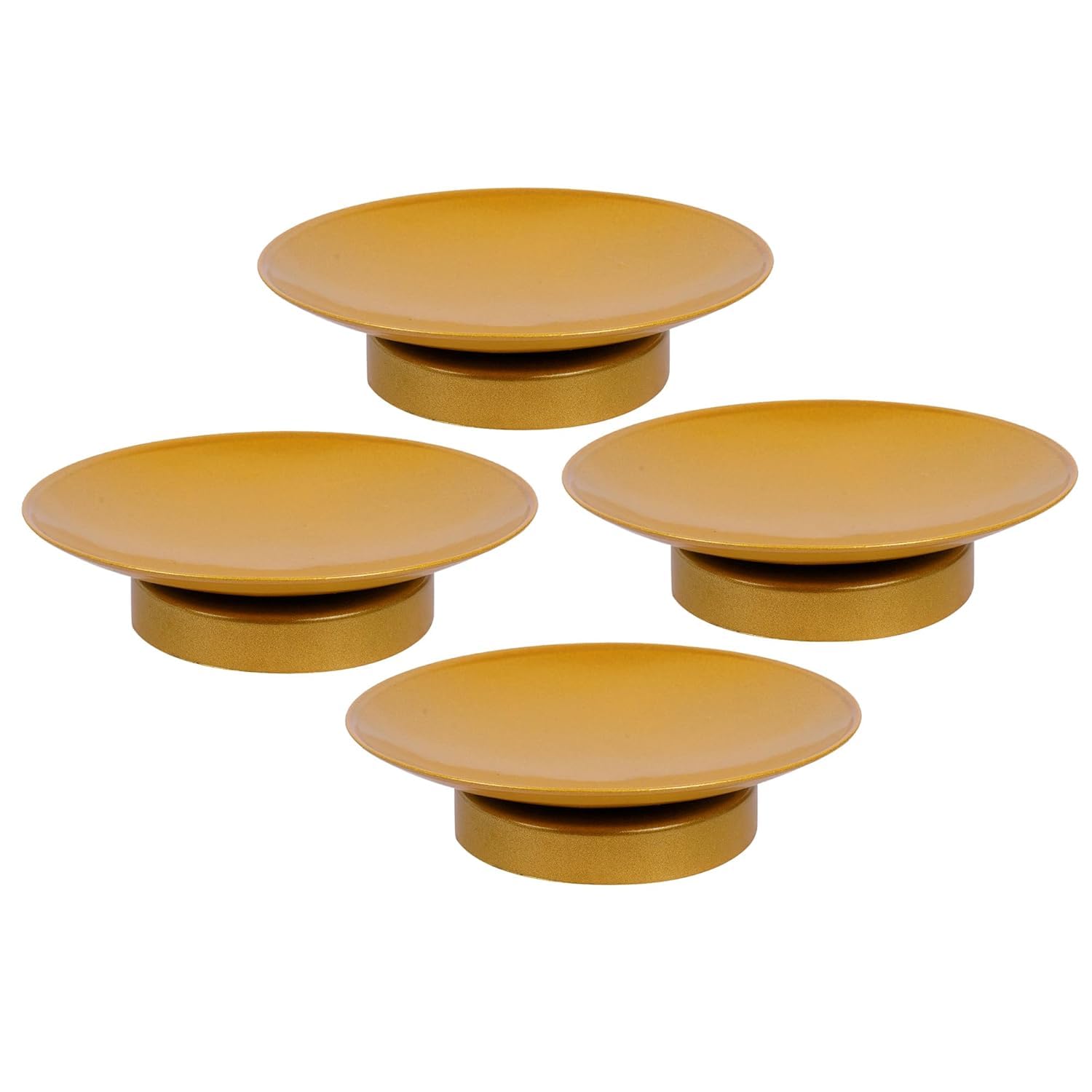 Home4Decor Candle Holder Plate for Pillar Candles Tealights LED Wax Candle Pedestal Candle Stand Christmas Decoration Items for Home - Christmas Decor (4, Gold)