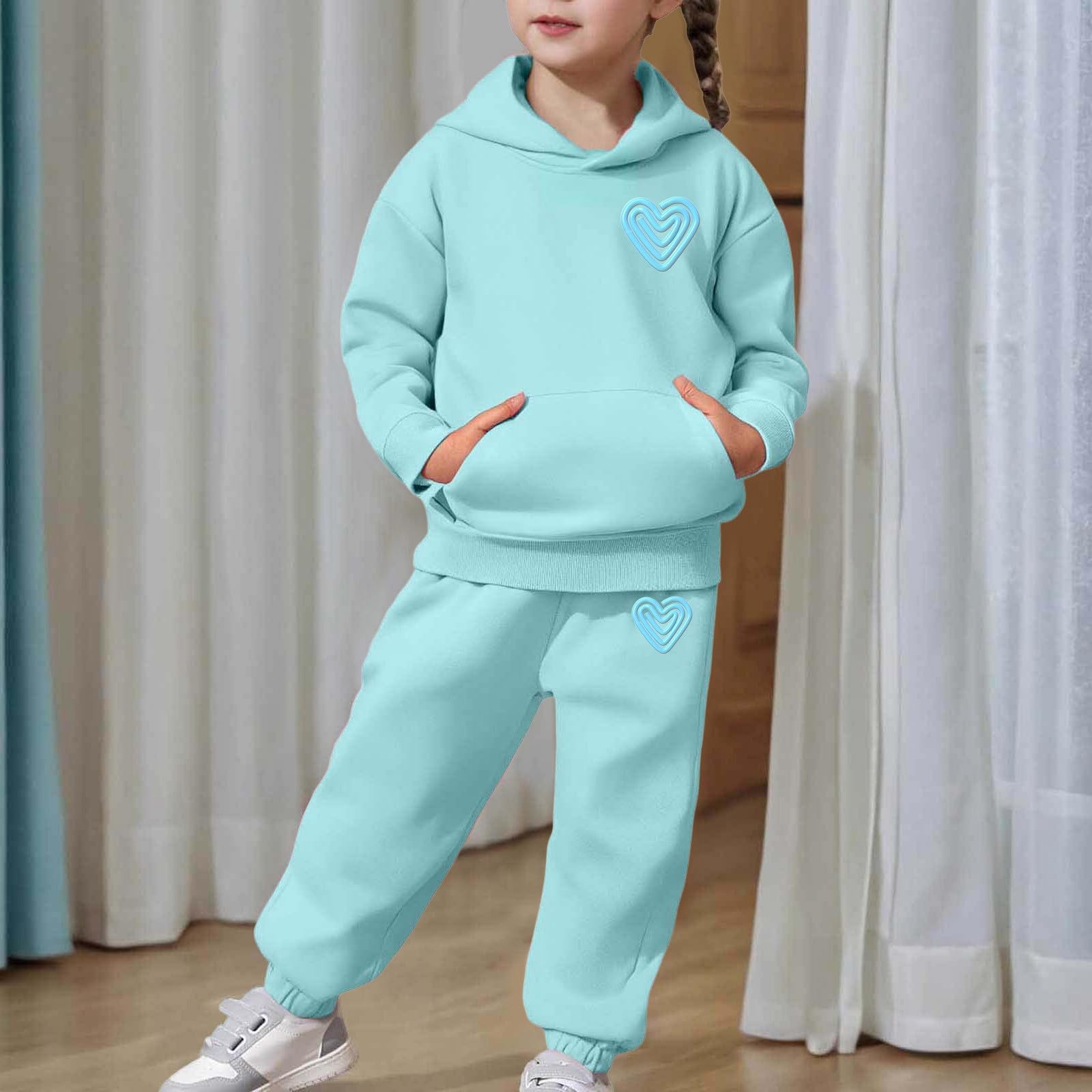 Conjunto Invierno Niña Deportivo Sudadera Con Capucha Y Pantalones Estampado Informal Completo Chandal Running Niña Holgados Baggy Elegante Comoda Primavera Otoño