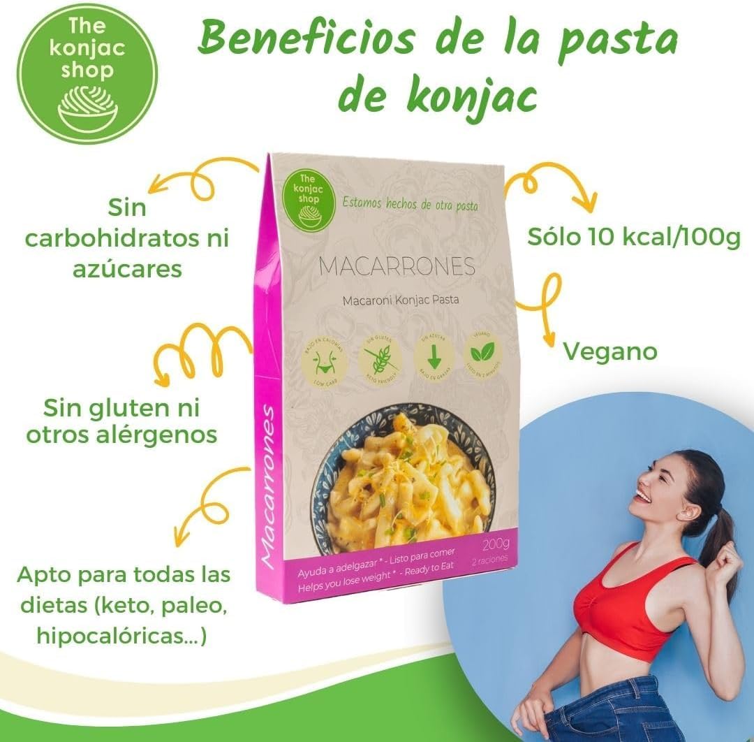 The Konjac Shop - Makaron Konjac 270g Shirataki Bezglutenowy, Niskokaloryczny i Niskowęglowodanowy Idealny do Diety Keto (Opakowanie 1 sztuk)