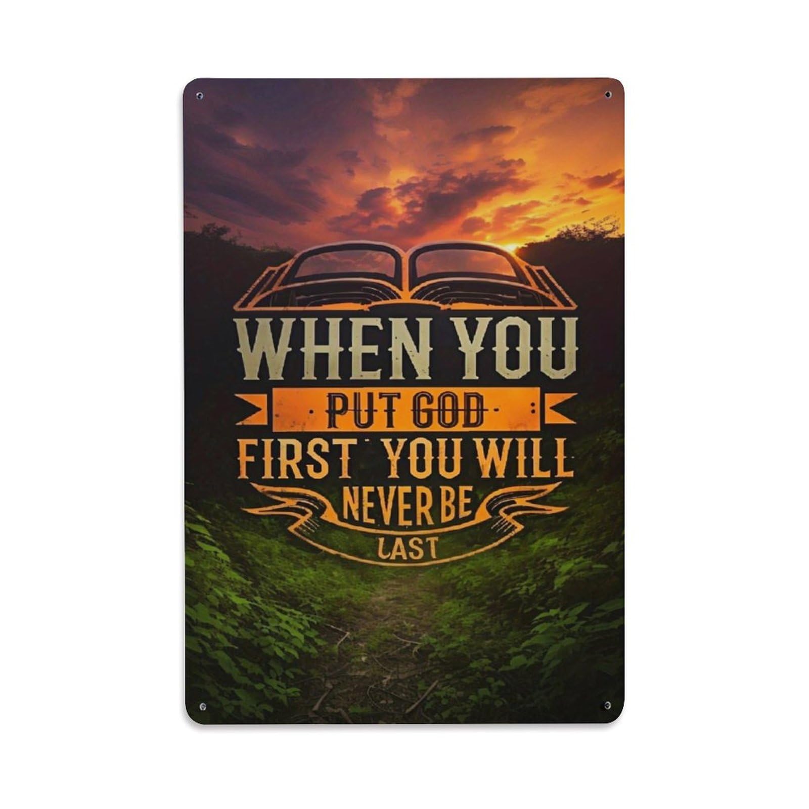 Jdfenggu Vintage Open Book Sunset Path Nature Retro Metal Tin Sign, Decor Art Poster For Bar, Home, Man Cave, Kitchen, Laundry Room Gift 8X12inch