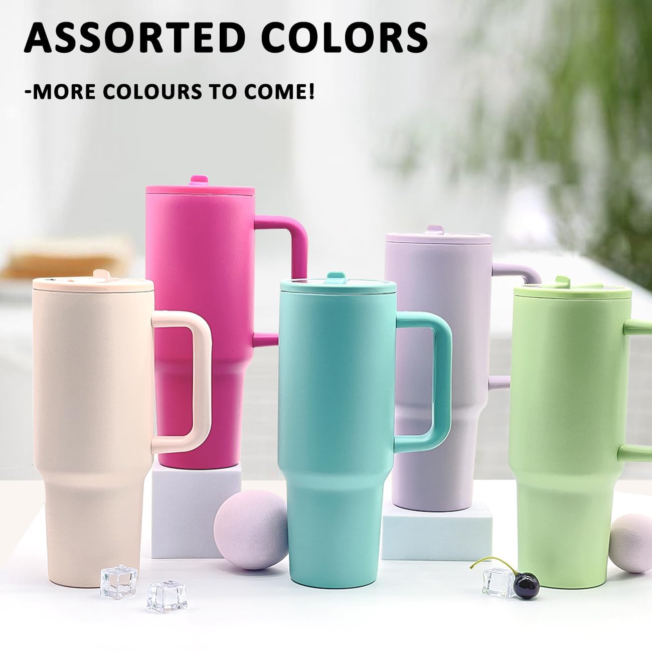 ZHUIYIWIN Tumbler with Folding Straw and Handle - Image 2