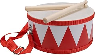 Tambor para niños rojo y blanco, instrumento musical de madera con correa y palos, D: 20 cm- 3845r