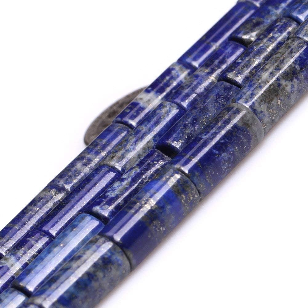 HAAMIIQII4x13mm Natural Lapis Lazuli Beads Column Cylinder Tube Semi Precious Gemstone Beads for Jewelry Making Strand 15 Inch (28-30pcs)