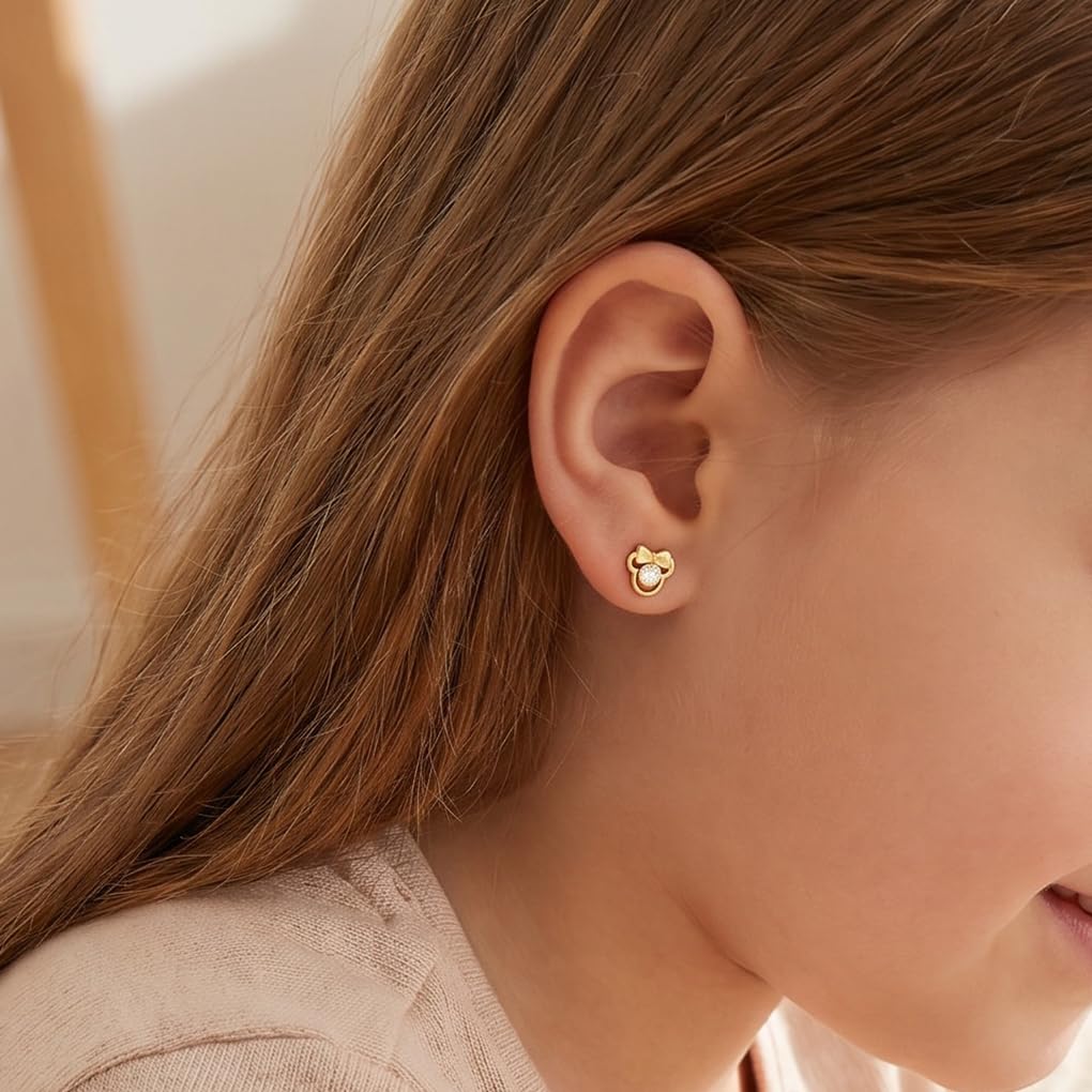 TIME ROAD Orecchini Bambina in Oro 9K LG00185 – Chiusura a Pressione Sicura – Ideale per Comunione o Compleanno