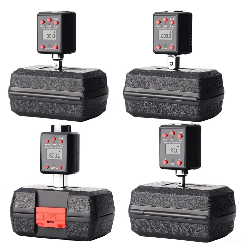 Robuster digitaler Drehmomentadapter, 1/4 3/8 1/2 3/4 Zoll Drehmomentbereich 0 3 bis 6600 Nm, Dual-Unit Display Ft Lb und Nm, akustische Warnungen, LED-Anzeigen und energiesparende automatische