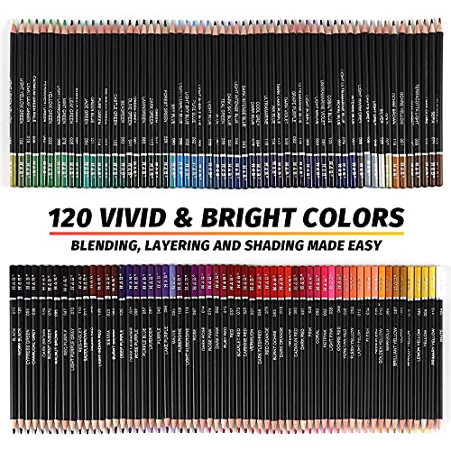 122 Colored Pencils Kit,Oil Based Soft Core, Professional Color Drawing Set With Case Sharpener,Sketching Layering Blending,Art Set & Supplies For Adults Kids Teens Beginner Coloring ,Artist's Gift #TOP3