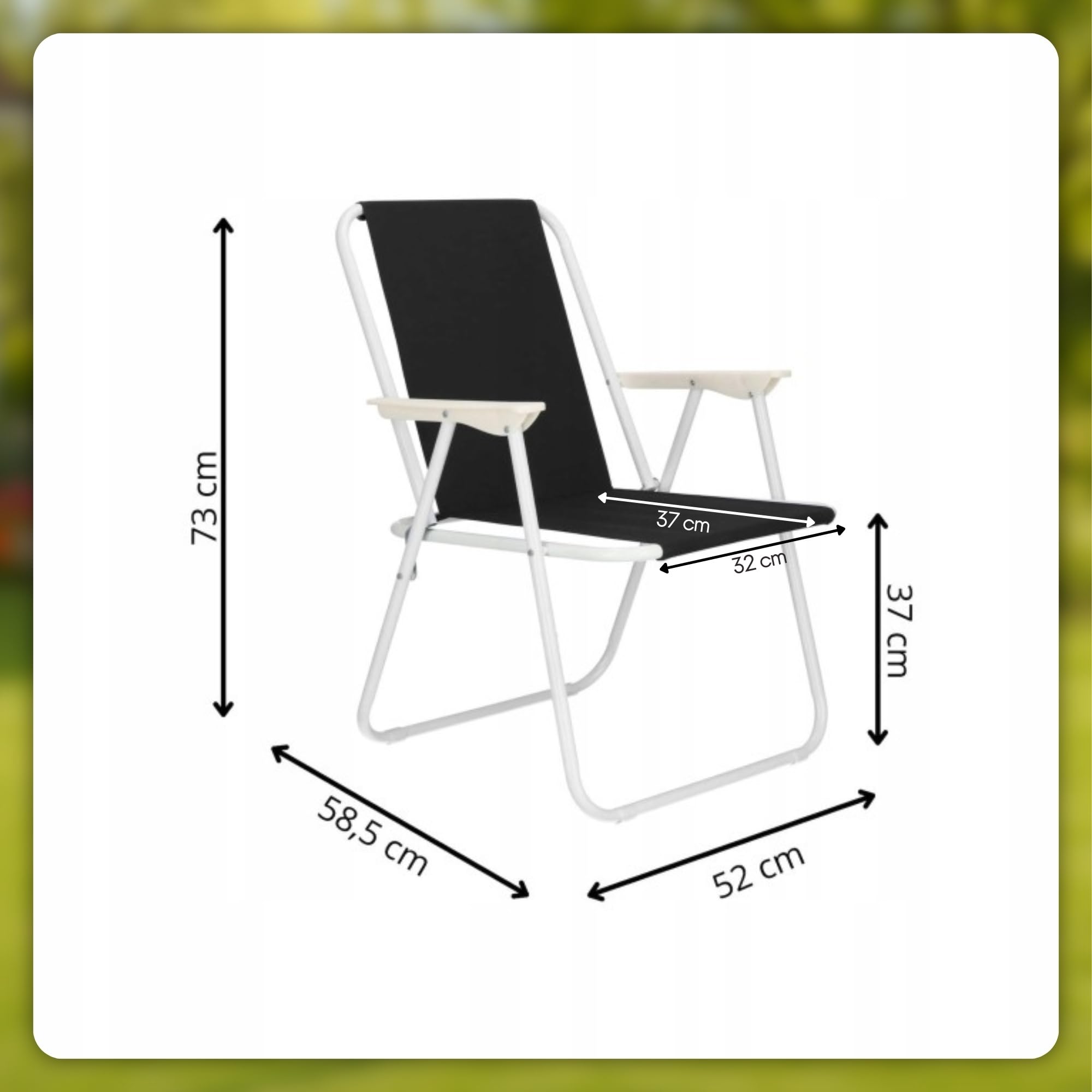 SPRINGOS Sedie pieghevoli con braccioli 58,5 x 52 x 73 cm, 2 pezzi