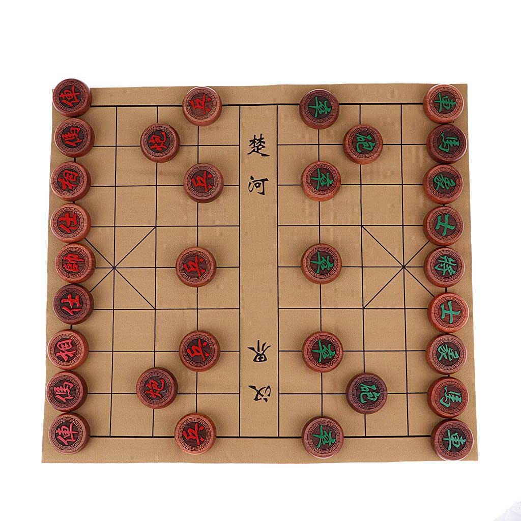 Jeu D'échecs Chinois (Xiangqi), Jeu de de Voyage avec Plateau En PU et Pièces de Jeu En Bois dans Une En Bois