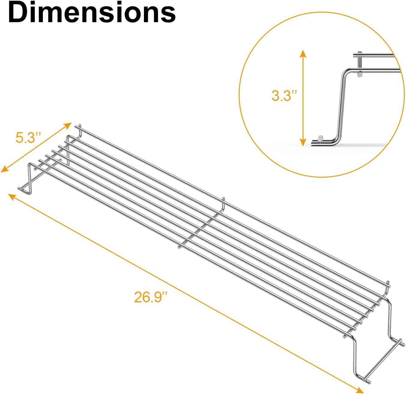 65054 62749 81323 Grill Warming Rack for Weber Genesis E310,E320,E330,S310,S320,S330,EP-330,ESP310 Gas Grill, Raised Warming Rack Replacement Part for Weber Genesis 300 Series,Stainless Steel - 3