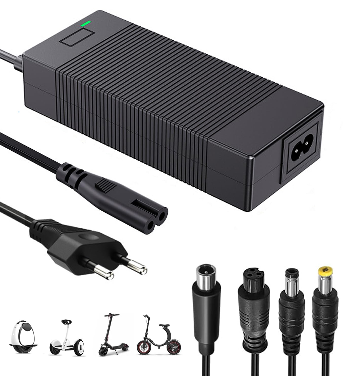 Cargador para Monopatinete Eléctrico 42V 2A para BaterÃa de Litio 36V, Cargador Hoverboard con 4 Conectores Universales para Xiaomi M365/Pro 2, Segway Ninebot ES1/ES2/ES3/ES4