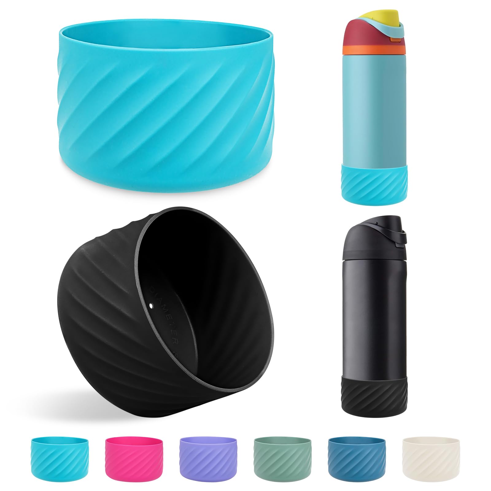 2Pcs Silicone Boot Base Sleeve for Owala Water Bottle FreeSip Twist and Flip Protective Silicone Bottom Bumper for Owala Flask Water Bottle