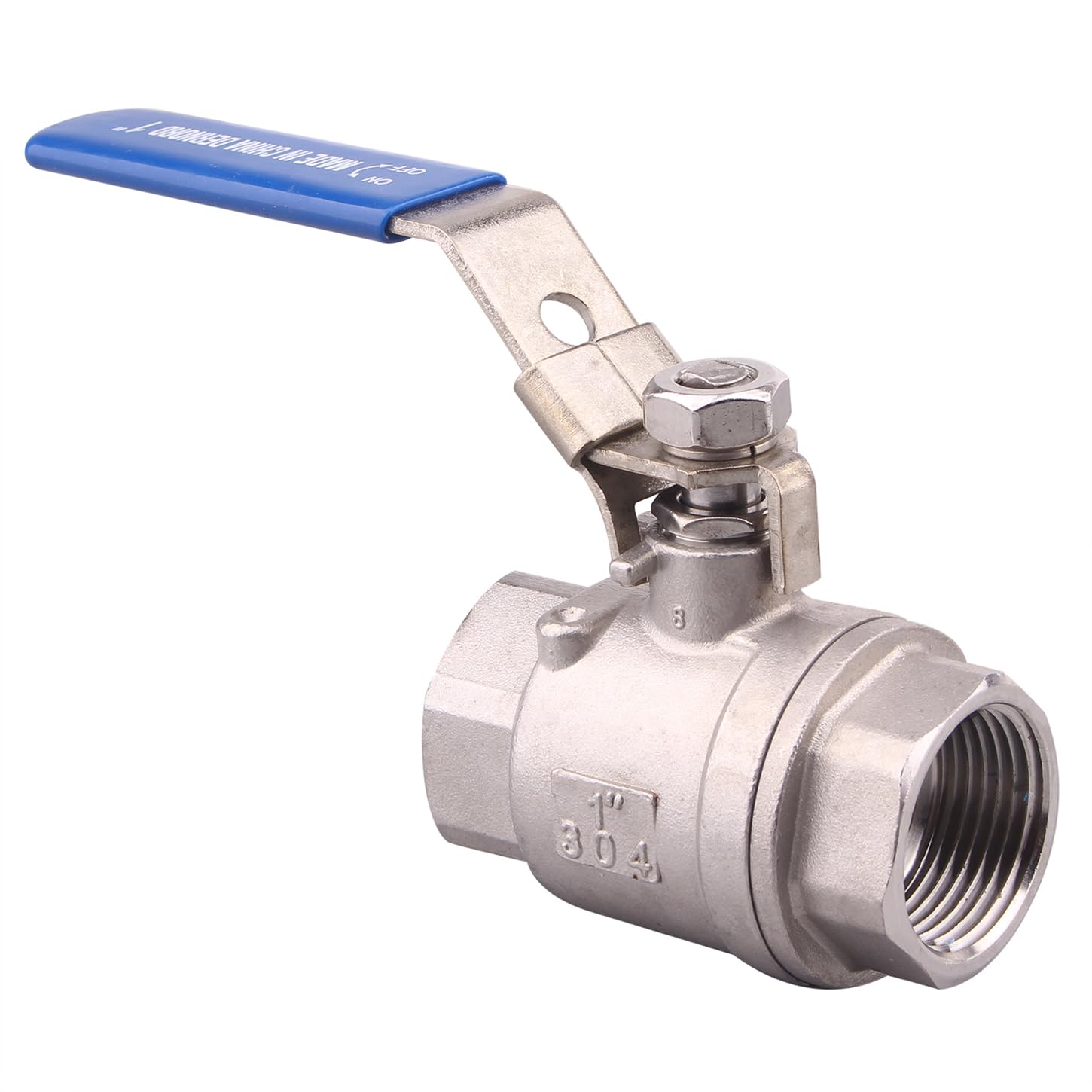 DERNORD Paquete de 2 válvulas de bola de acero inoxidable 304, puerto completo de 2 piezas resistentes para WOG con dispositivo de bloqueo (1 pulgada NPT)
