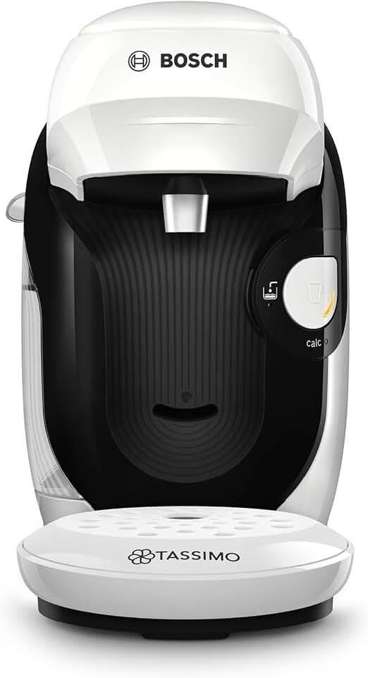 Bosch Cafetera multibebida Tassimo Happy Friendly, Hasta 70 bebidas, OneTouch, Preparación individual, Diseño compacto, Intellibrew, Blanco, TAS114E