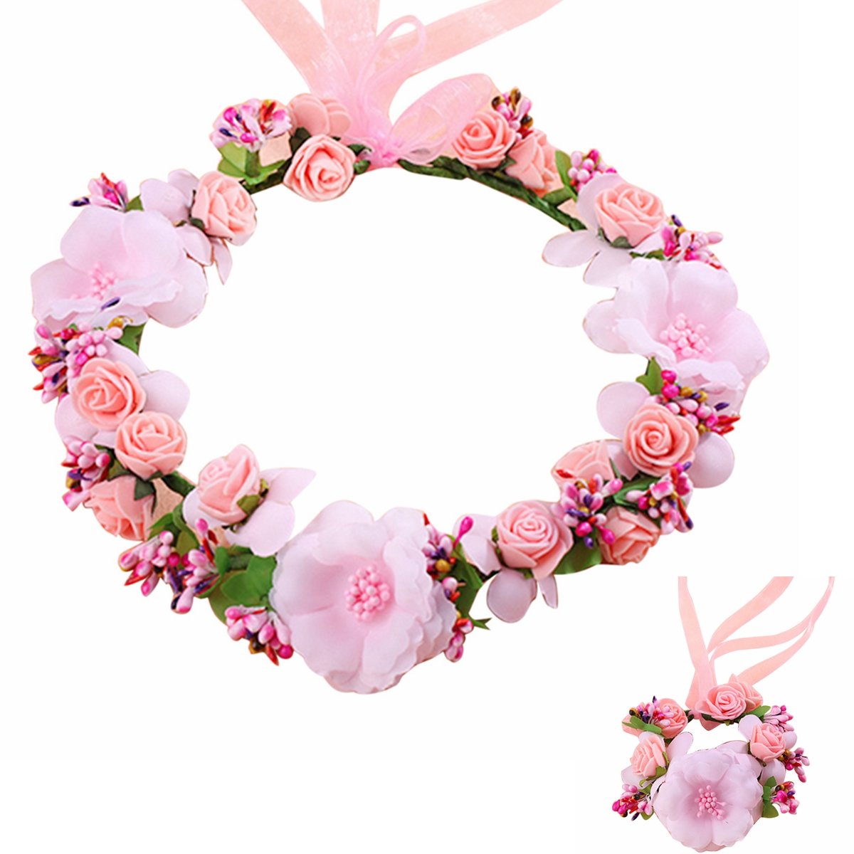 Parti du Ruban ♥ ヘッドドレス 冠 王冠 パーティー イベント Amazon | Frcolor 花冠 ティアラ フラワー ヘッドドレス 花かん