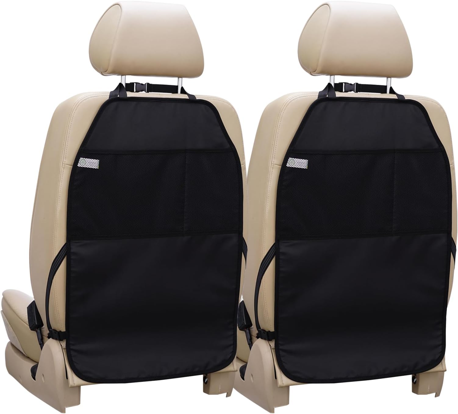 Viaviat Car Seat Protector Large Kick Mat 2 Pack Durable Water Resistant Auto Seat Back Covers with 2 Mesh Pockets Protection Anst Dust Mud Scratches (Black, 2-Pack)